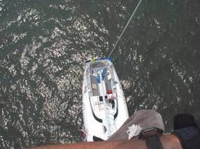 "Deck there!"  View of the boat from the masthead.  