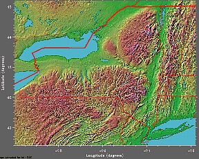 Contemporary relief map of New York State